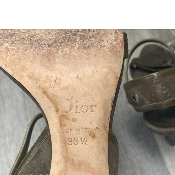 DIOR Vintage Green Oiled Leather Green Zipper Heels Size 36.5 - Picture 5 of 6